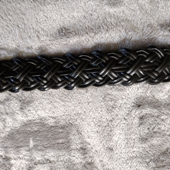 Vtg Chico's Belt Women's M / L Black Braided Woven Silver Crocodile Buckle Y2K - Picture 3 of 5